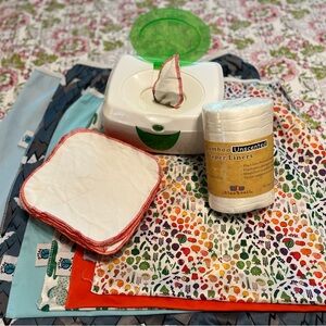 Cloth Diapering Accessories - diaper pail bags, wipes and warmer, bamboo liners